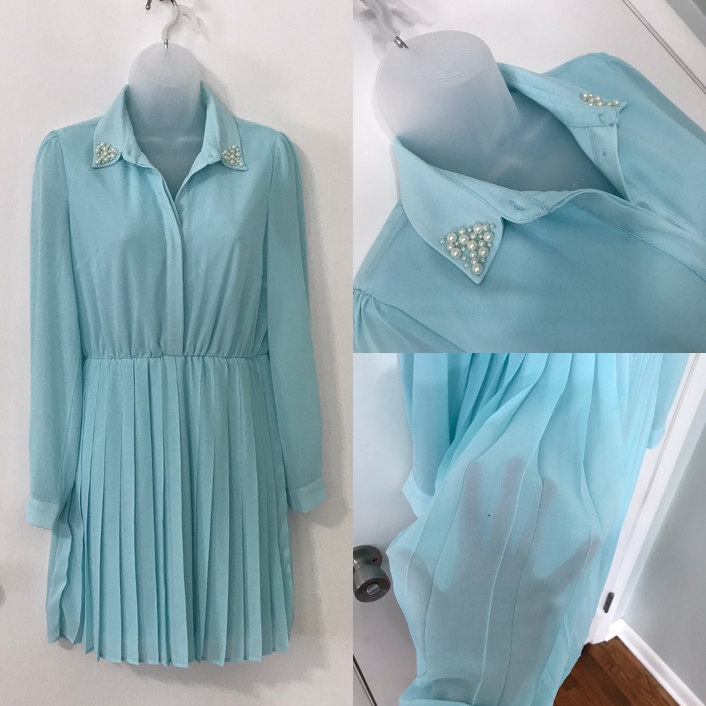Mint collared sheer dress
